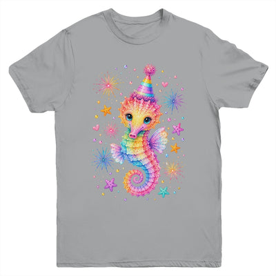 Cute Rainbow Seahorse Birthday Girl Summer Ocean Aquarium Youth Shirt | siriusteestore