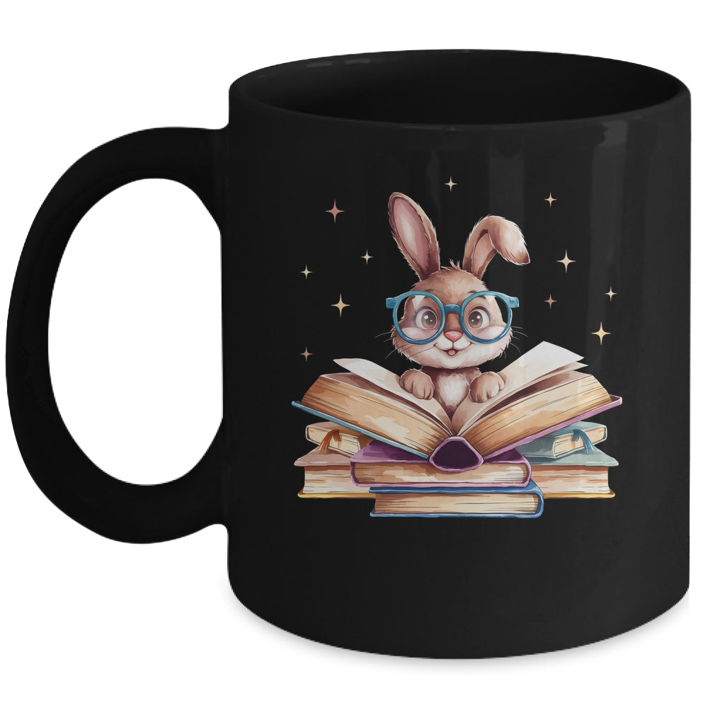 Cute Reading Bunny Glasses Books Bookworm Reader Teacher Mug | siriusteestore