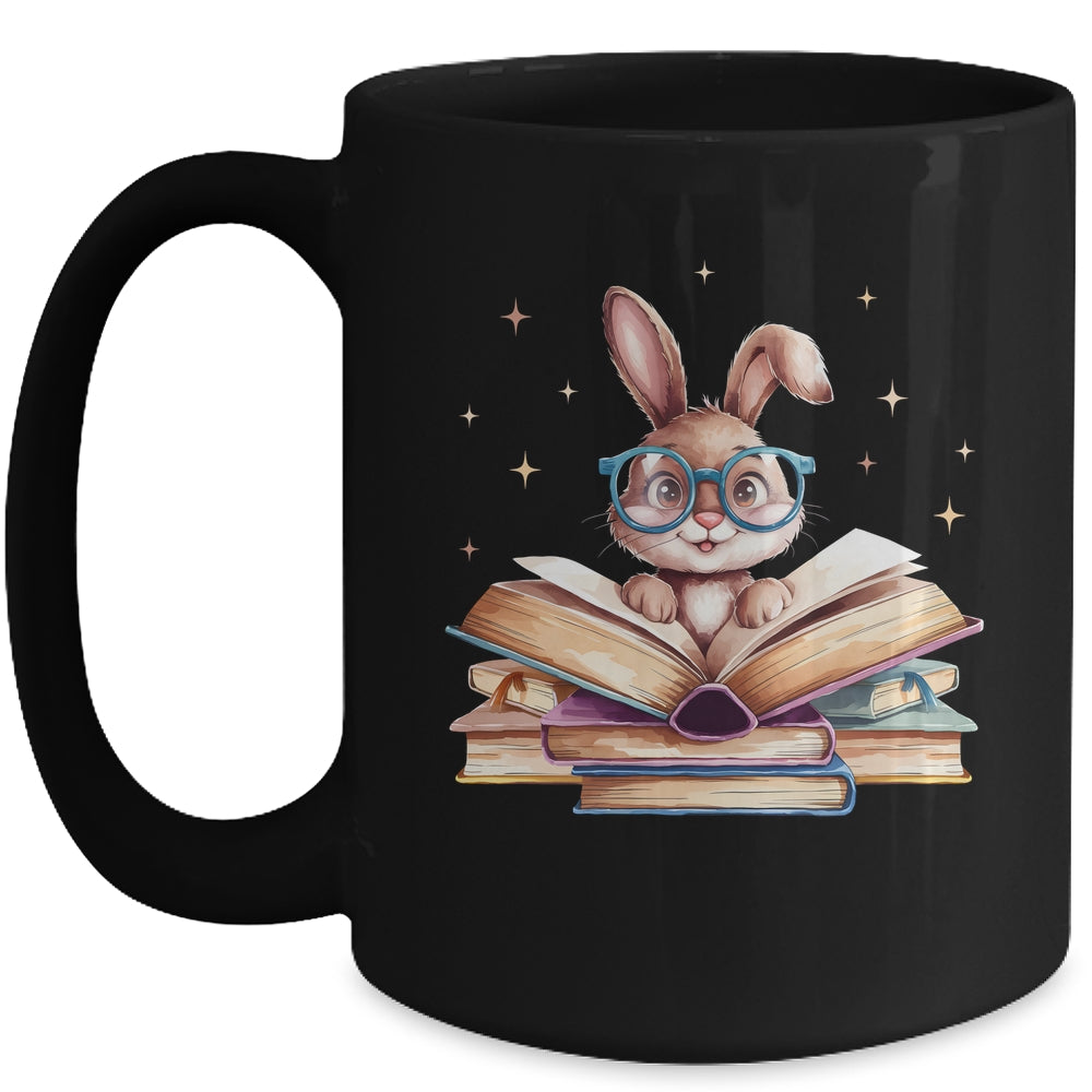 Cute Reading Bunny Glasses Books Bookworm Reader Teacher Mug | siriusteestore