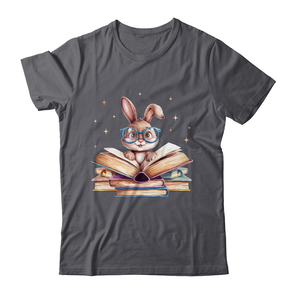 Cute Reading Bunny Glasses Books Bookworm Reader Teacher Shirt & Tank Top | siriusteestore