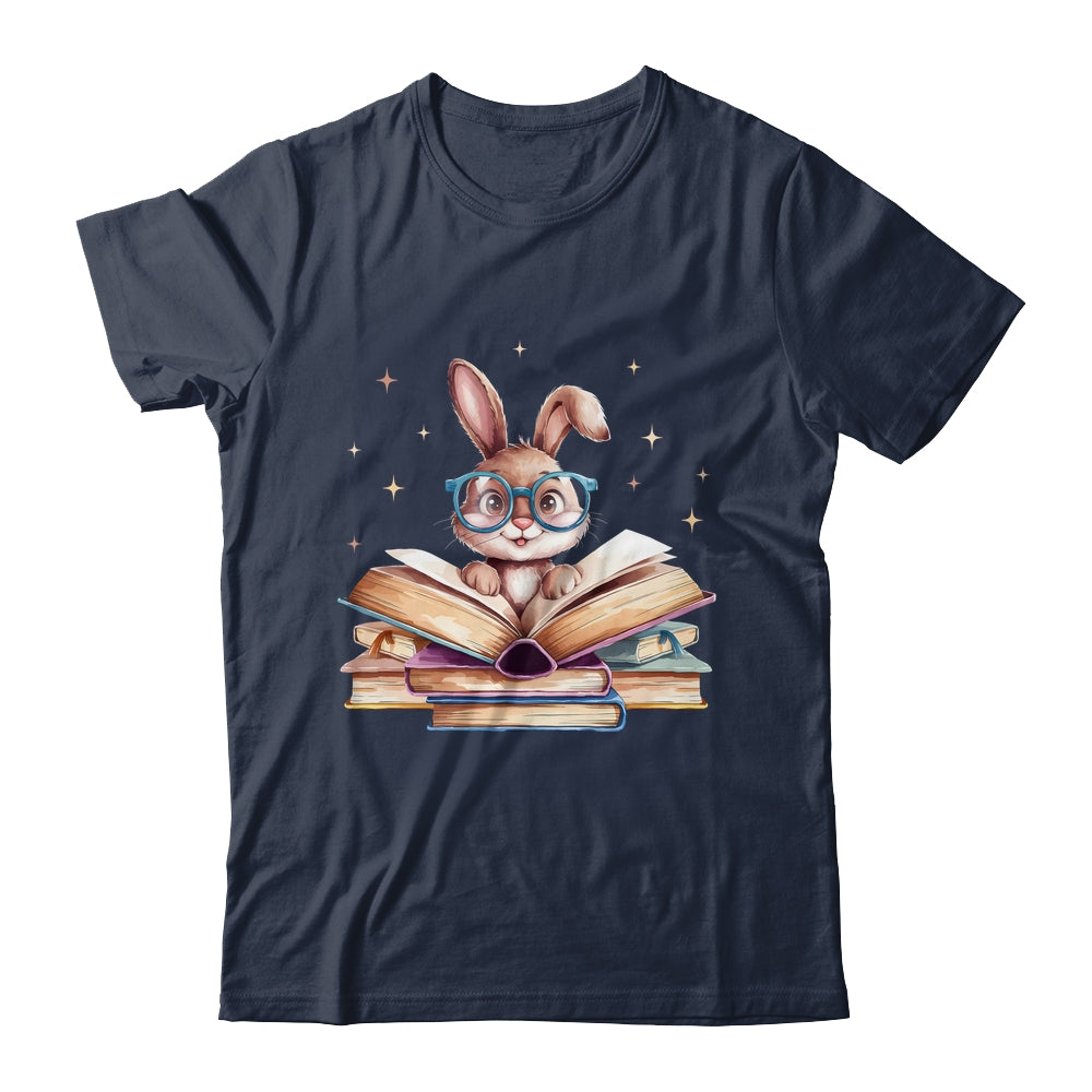 Cute Reading Bunny Glasses Books Bookworm Reader Teacher Shirt & Tank Top | siriusteestore