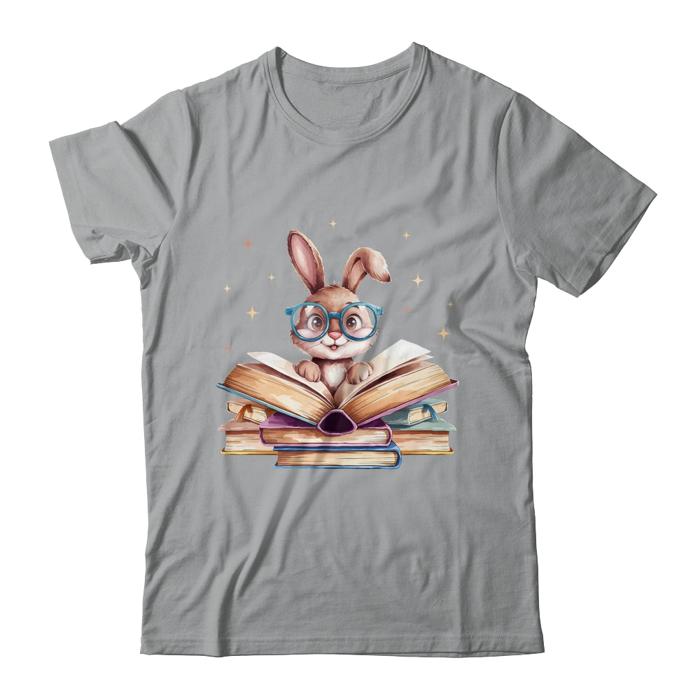 Cute Reading Bunny Glasses Books Bookworm Reader Teacher Shirt & Tank Top | siriusteestore