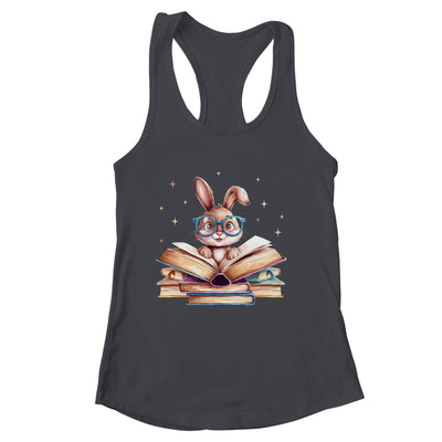 Cute Reading Bunny Glasses Books Bookworm Reader Teacher Shirt & Tank Top | siriusteestore