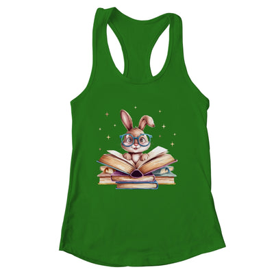 Cute Reading Bunny Glasses Books Bookworm Reader Teacher Shirt & Tank Top | siriusteestore