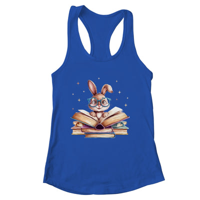 Cute Reading Bunny Glasses Books Bookworm Reader Teacher Shirt & Tank Top | siriusteestore