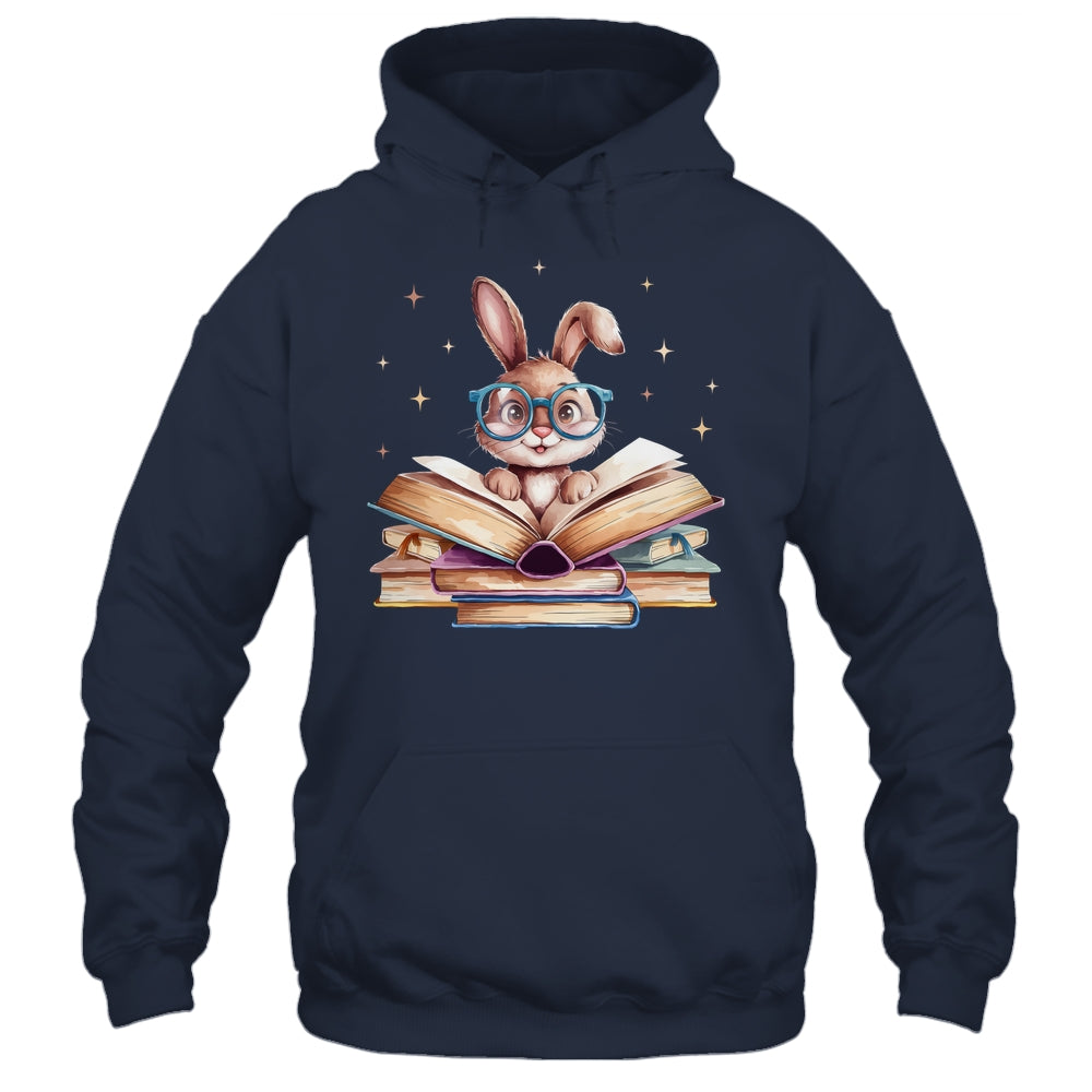 Cute Reading Bunny Glasses Books Bookworm Reader Teacher Shirt & Tank Top | siriusteestore