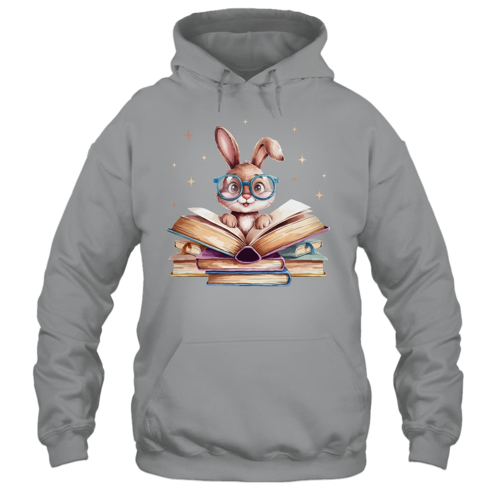 Cute Reading Bunny Glasses Books Bookworm Reader Teacher Shirt & Tank Top | siriusteestore