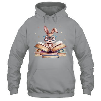 Cute Reading Bunny Glasses Books Bookworm Reader Teacher Shirt & Tank Top | siriusteestore
