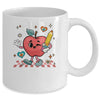 Cute Retro Checkered Apple With Face Teacher Pencil School Mug | siriusteestore