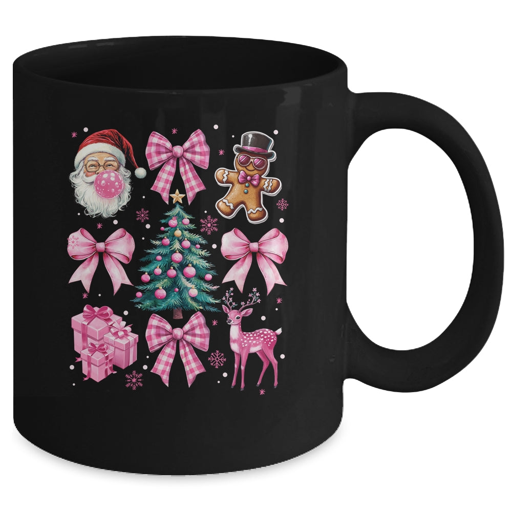 Cute Retro Coquette Bow Pink Christmas Tree Women Kids Girls Mug | siriusteestore