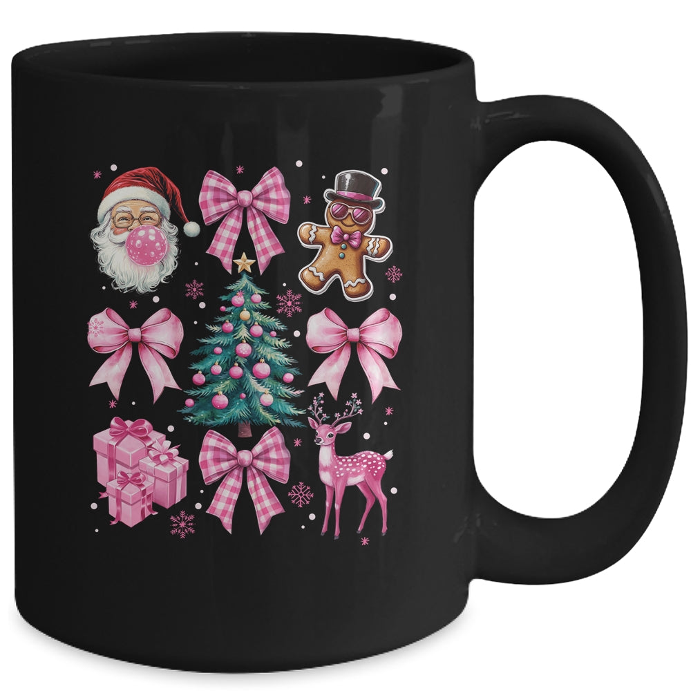 Cute Retro Coquette Bow Pink Christmas Tree Women Kids Girls Mug | siriusteestore