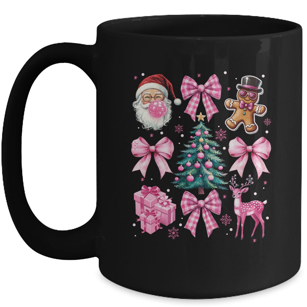 Cute Retro Coquette Bow Pink Christmas Tree Women Kids Girls Mug | siriusteestore