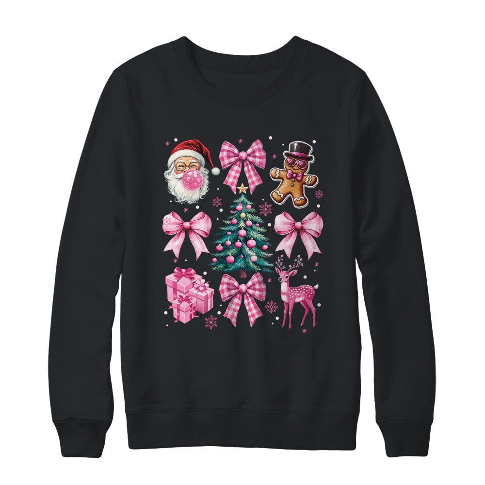 Cute Retro Coquette Bow Pink Christmas Tree Women Kids Girls Shirt & Sweatshirt | siriusteestore