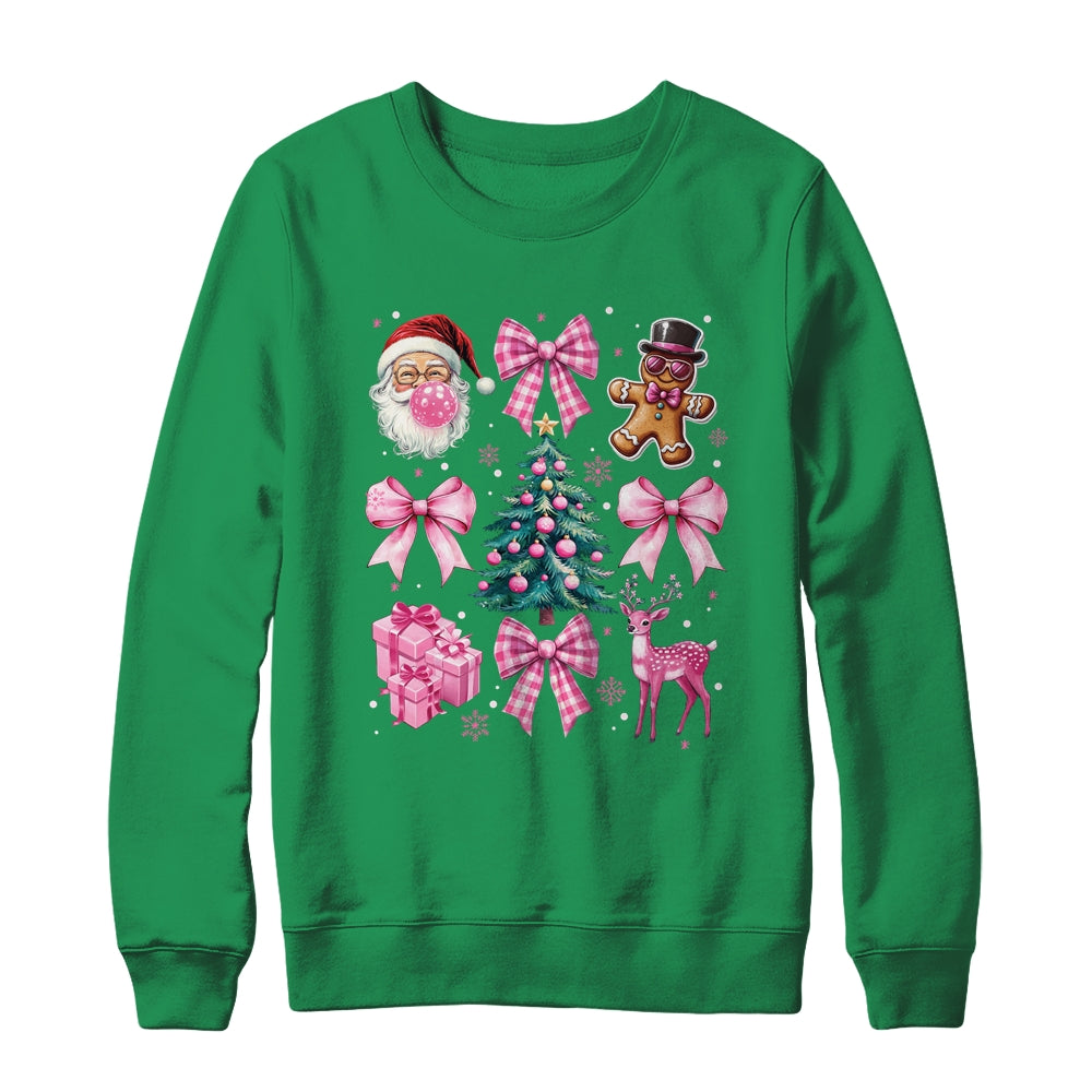 Cute Retro Coquette Bow Pink Christmas Tree Women Kids Girls Shirt & Sweatshirt | siriusteestore