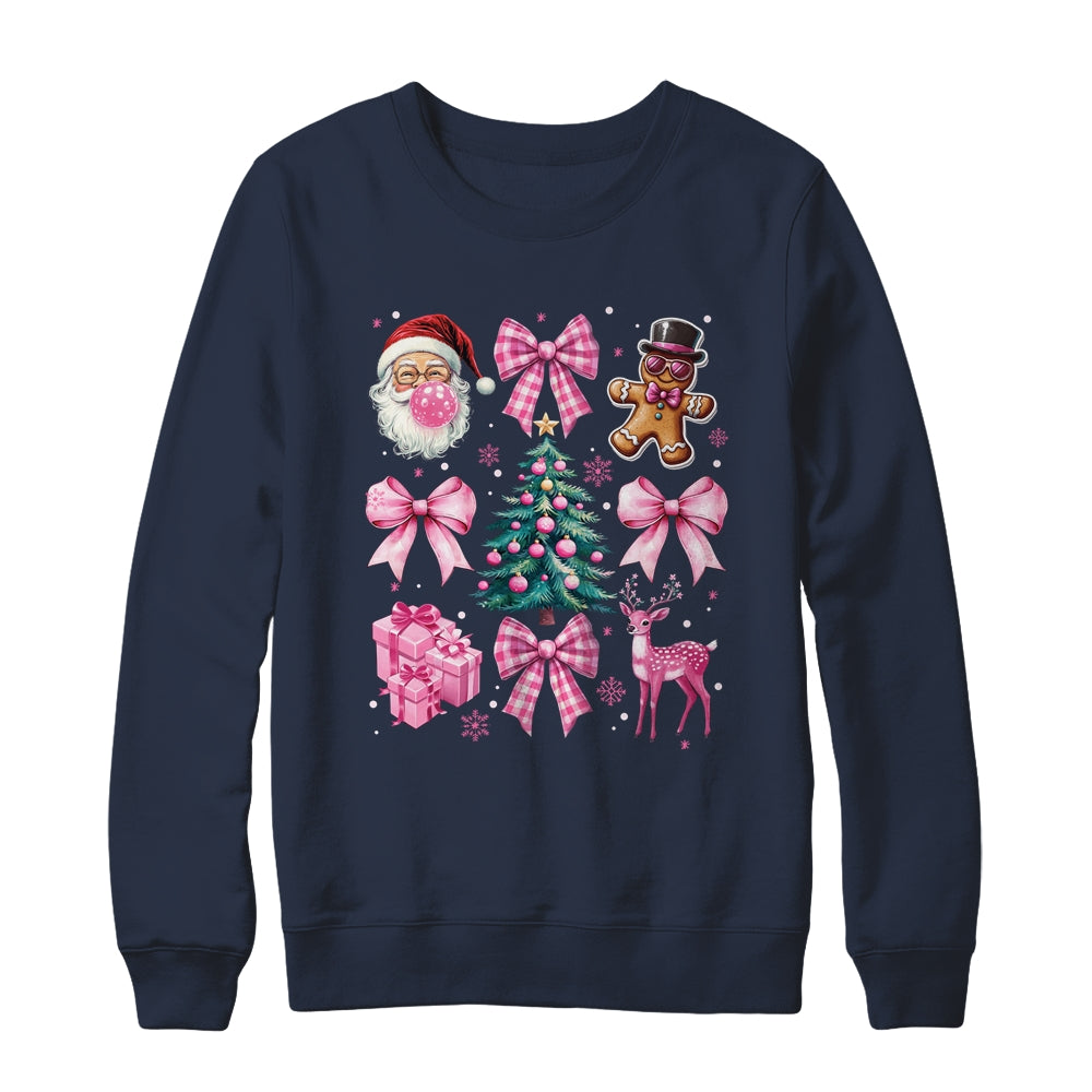 Cute Retro Coquette Bow Pink Christmas Tree Women Kids Girls Shirt & Sweatshirt | siriusteestore