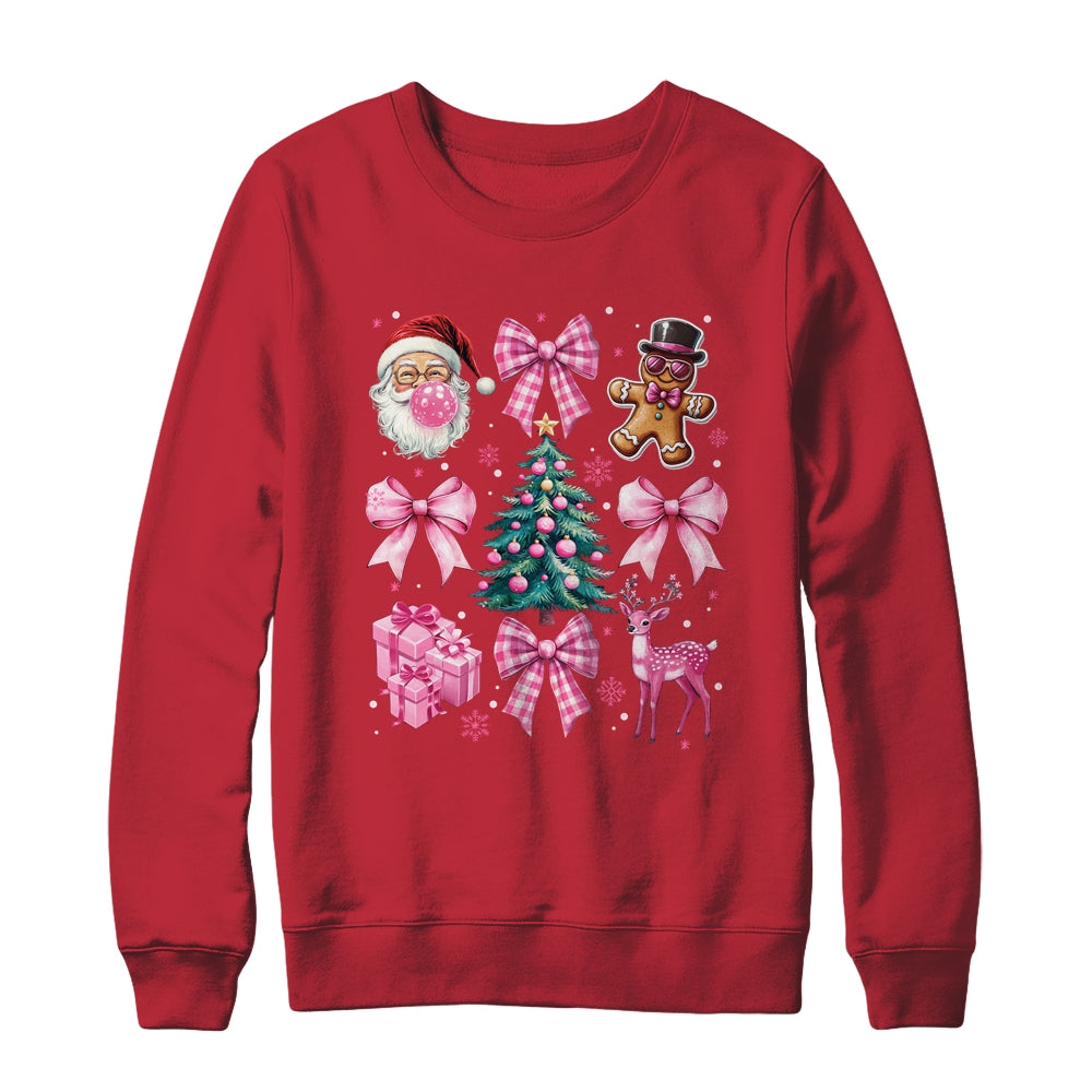 Cute Retro Coquette Bow Pink Christmas Tree Women Kids Girls Shirt & Sweatshirt | siriusteestore