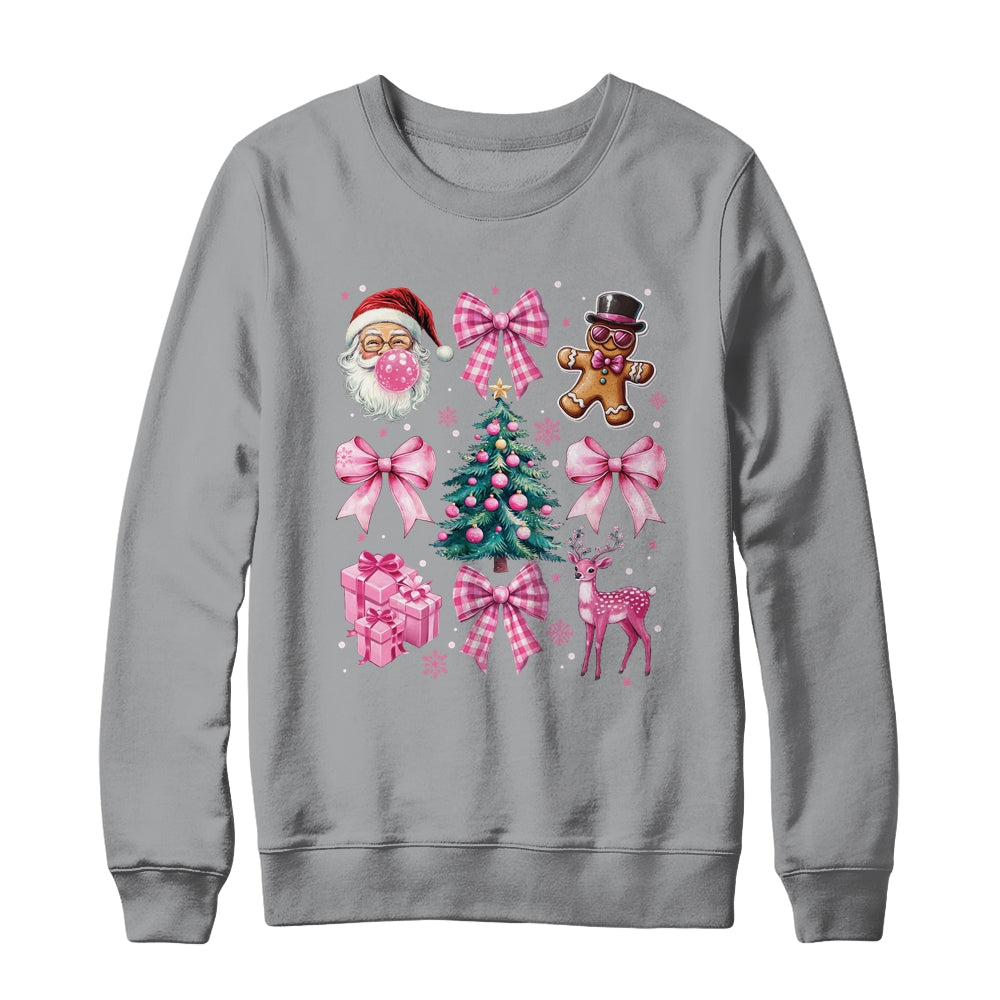 Cute Retro Coquette Bow Pink Christmas Tree Women Kids Girls Shirt & Sweatshirt | siriusteestore