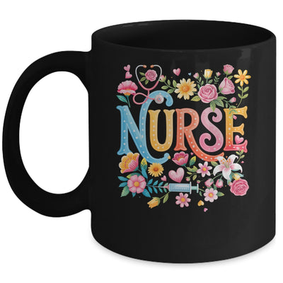 Cute Retro Groovy Nurse Flower Nursing Women Mug | siriusteestore
