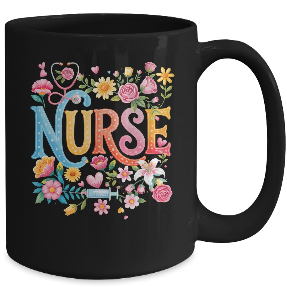 Cute Retro Groovy Nurse Flower Nursing Women Mug | siriusteestore