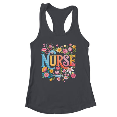 Cute Retro Groovy Nurse Flower Nursing Women Shirt & Tank Top | siriusteestore