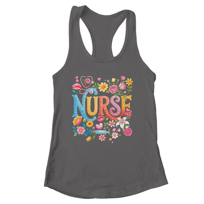 Cute Retro Groovy Nurse Flower Nursing Women Shirt & Tank Top | siriusteestore