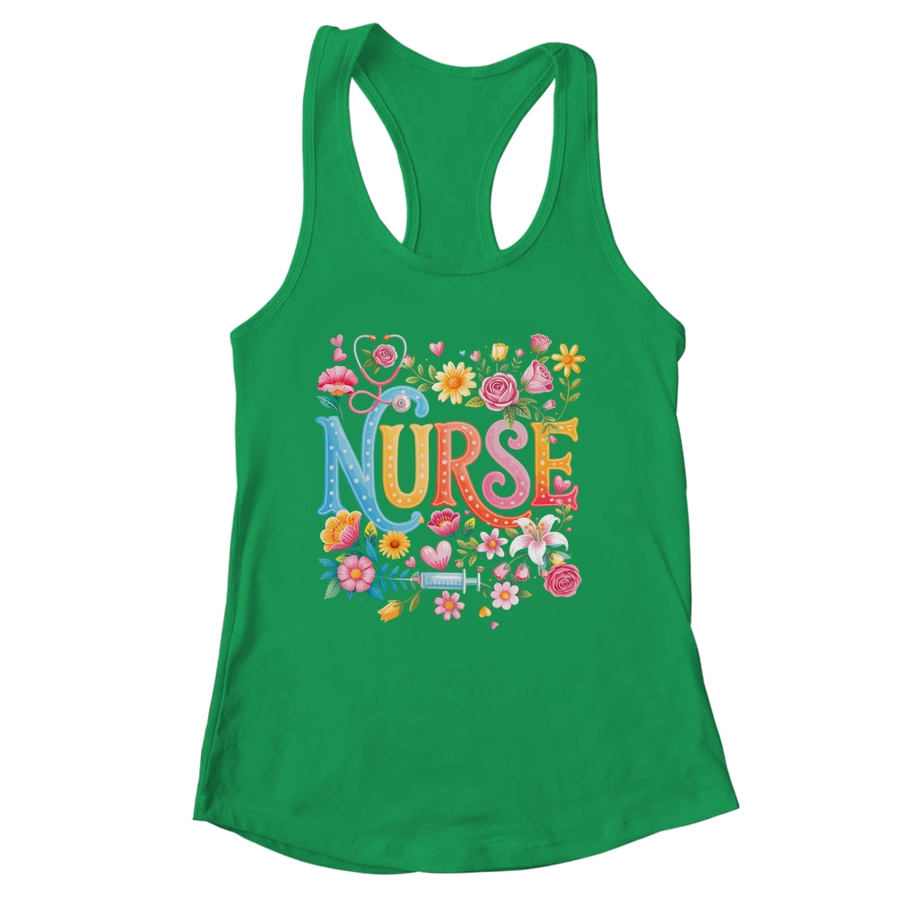 Cute Retro Groovy Nurse Flower Nursing Women Shirt & Tank Top | siriusteestore