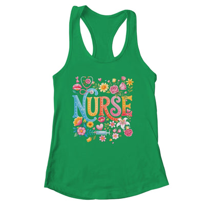 Cute Retro Groovy Nurse Flower Nursing Women Shirt & Tank Top | siriusteestore