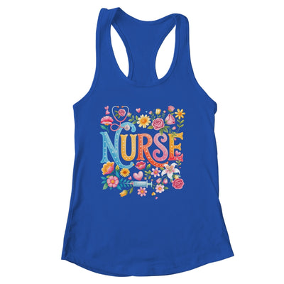 Cute Retro Groovy Nurse Flower Nursing Women Shirt & Tank Top | siriusteestore
