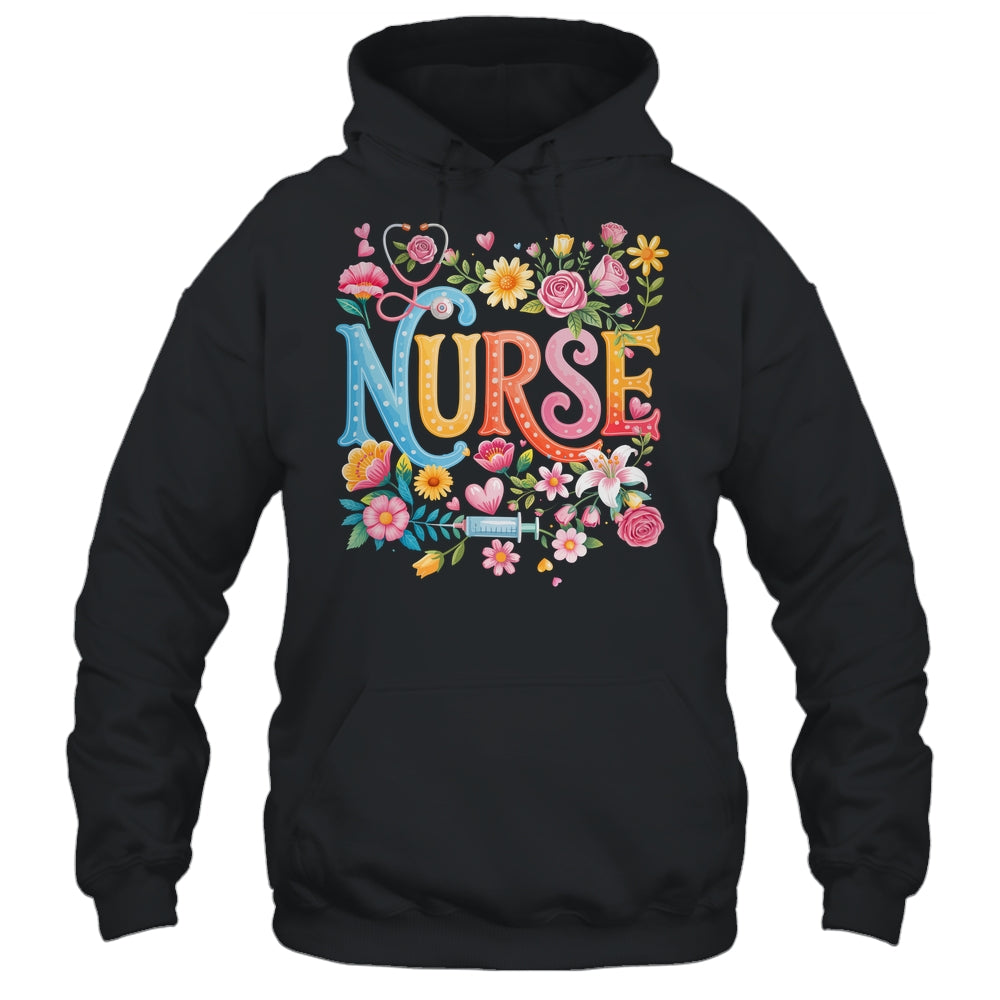 Cute Retro Groovy Nurse Flower Nursing Women Shirt & Tank Top | siriusteestore