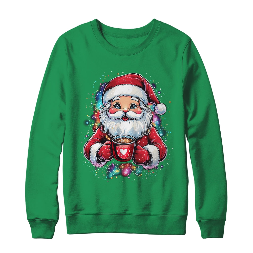 Cute Santa Claus Christmas Vibes Santa Hot Cocoa Girls Women Shirt & Sweatshirt | siriusteestore