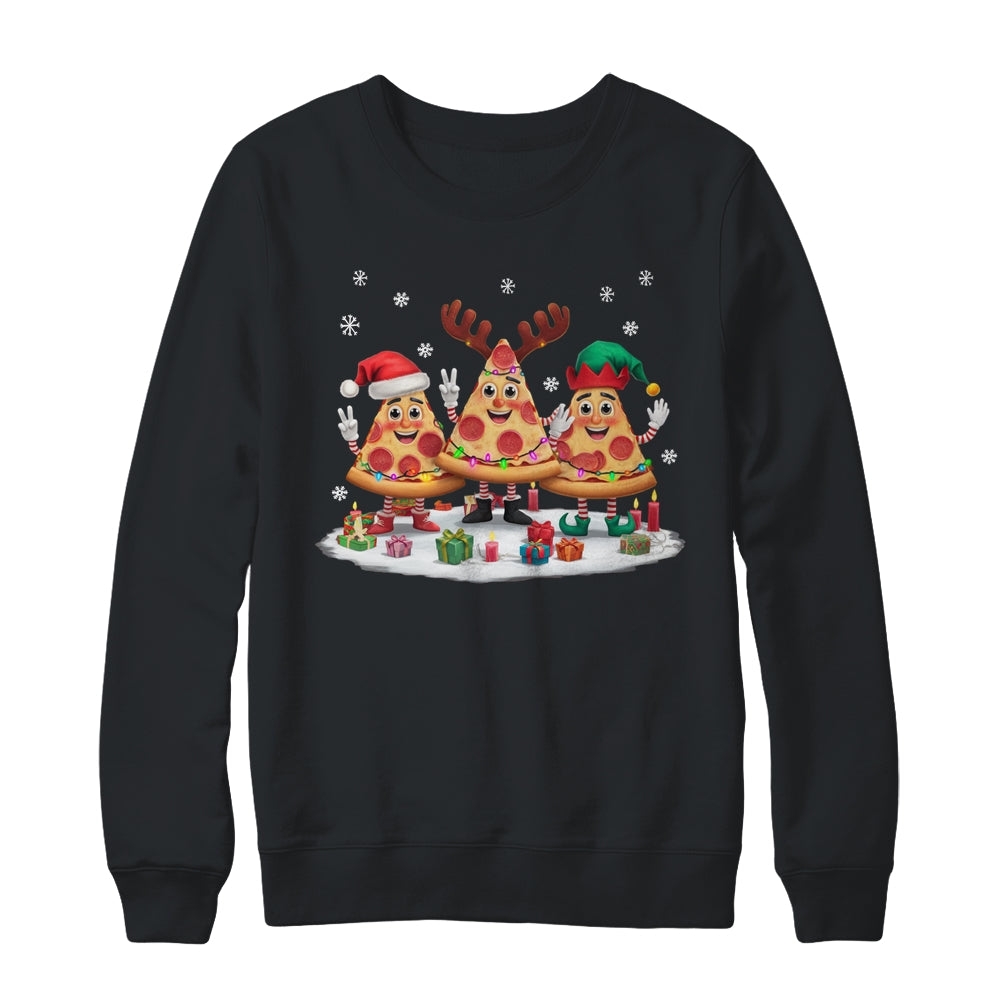 Cute Santa Reindeer Elf Pizza Christmas Womens Mens Kids Shirt & Sweatshirt | siriusteestore