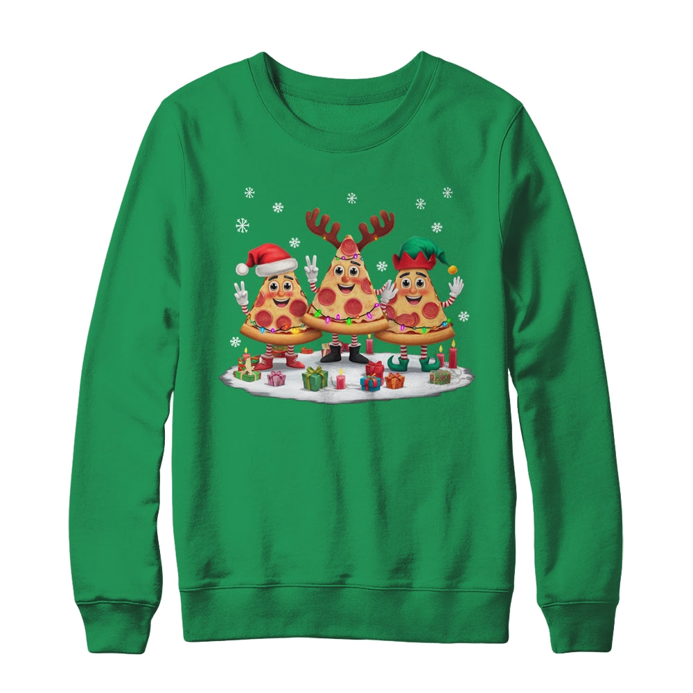 Cute Santa Reindeer Elf Pizza Christmas Womens Mens Kids Shirt & Sweatshirt | siriusteestore