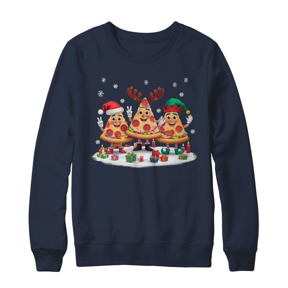 Cute Santa Reindeer Elf Pizza Christmas Womens Mens Kids Shirt & Sweatshirt | siriusteestore