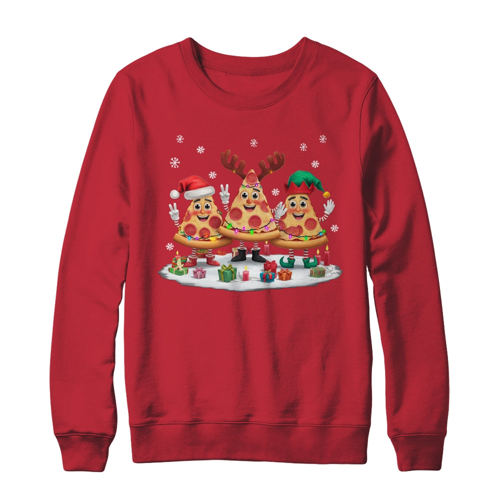 Cute Santa Reindeer Elf Pizza Christmas Womens Mens Kids Shirt & Sweatshirt | siriusteestore