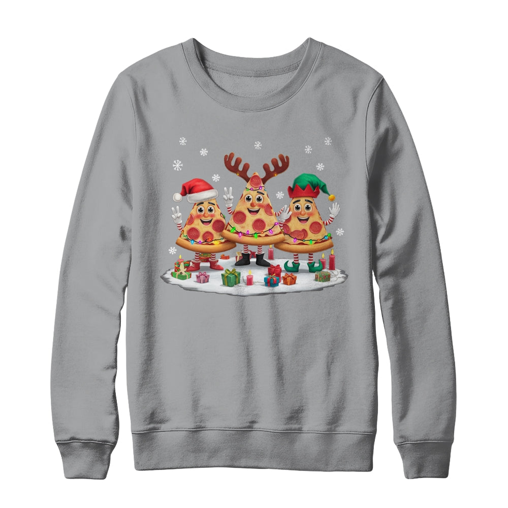 Cute Santa Reindeer Elf Pizza Christmas Womens Mens Kids Shirt & Sweatshirt | siriusteestore