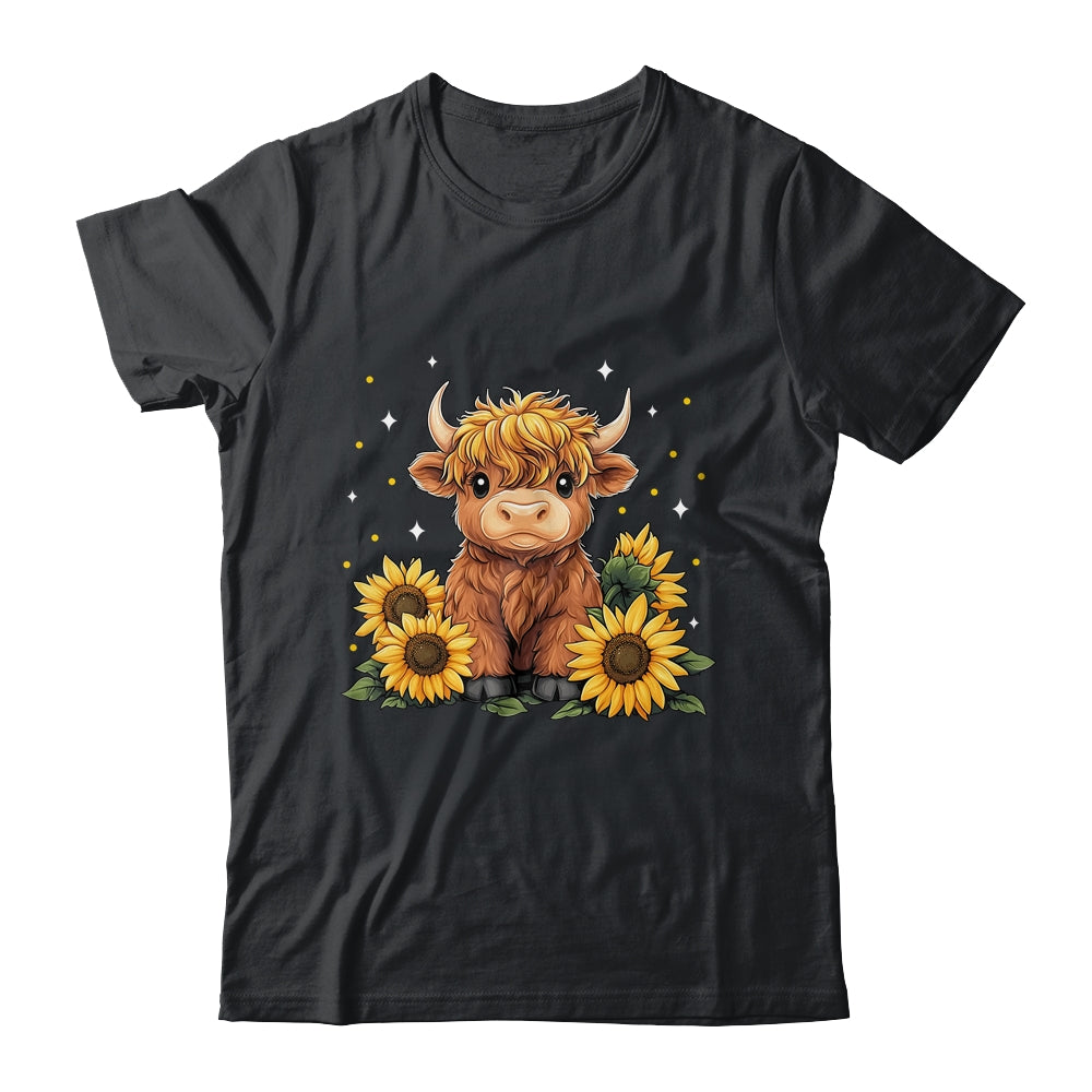 Cute Scottish Highland Cow Sunflower Highland Cow Farm Women Shirt & Tank Top | siriusteestore