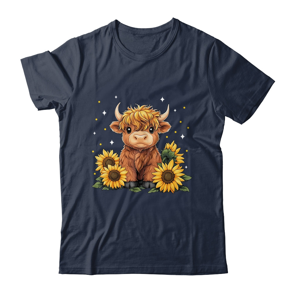 Cute Scottish Highland Cow Sunflower Highland Cow Farm Women Shirt & Tank Top | siriusteestore