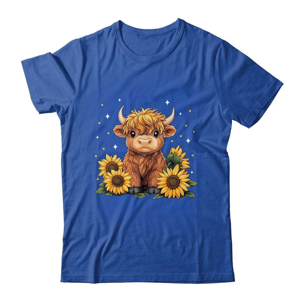 Cute Scottish Highland Cow Sunflower Highland Cow Farm Women Shirt & Tank Top | siriusteestore