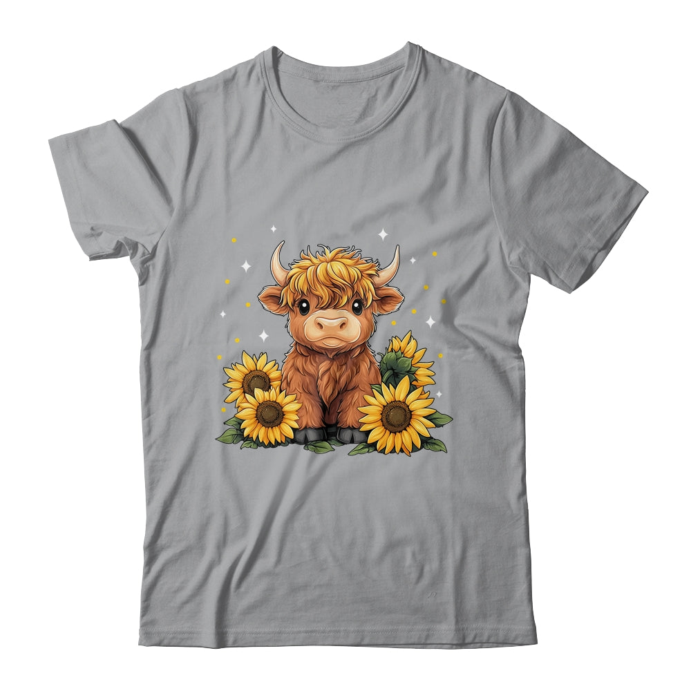 Cute Scottish Highland Cow Sunflower Highland Cow Farm Women Shirt & Tank Top | siriusteestore