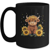 Cute Scottish Highland Cow Sunflower Highland Cow Farm Women Mug | siriusteestore