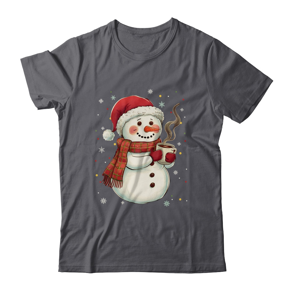 Cute Snowman Drink Coffee Winter Snowflake Snowman Christmas Shirt & Sweatshirt | siriusteestore