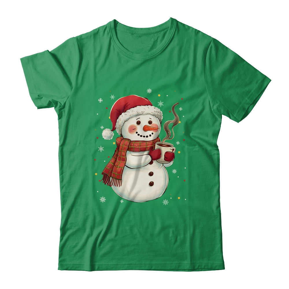 Cute Snowman Drink Coffee Winter Snowflake Snowman Christmas Shirt & Sweatshirt | siriusteestore