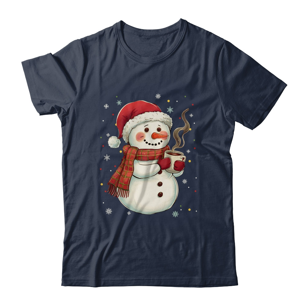 Cute Snowman Drink Coffee Winter Snowflake Snowman Christmas Shirt & Sweatshirt | siriusteestore