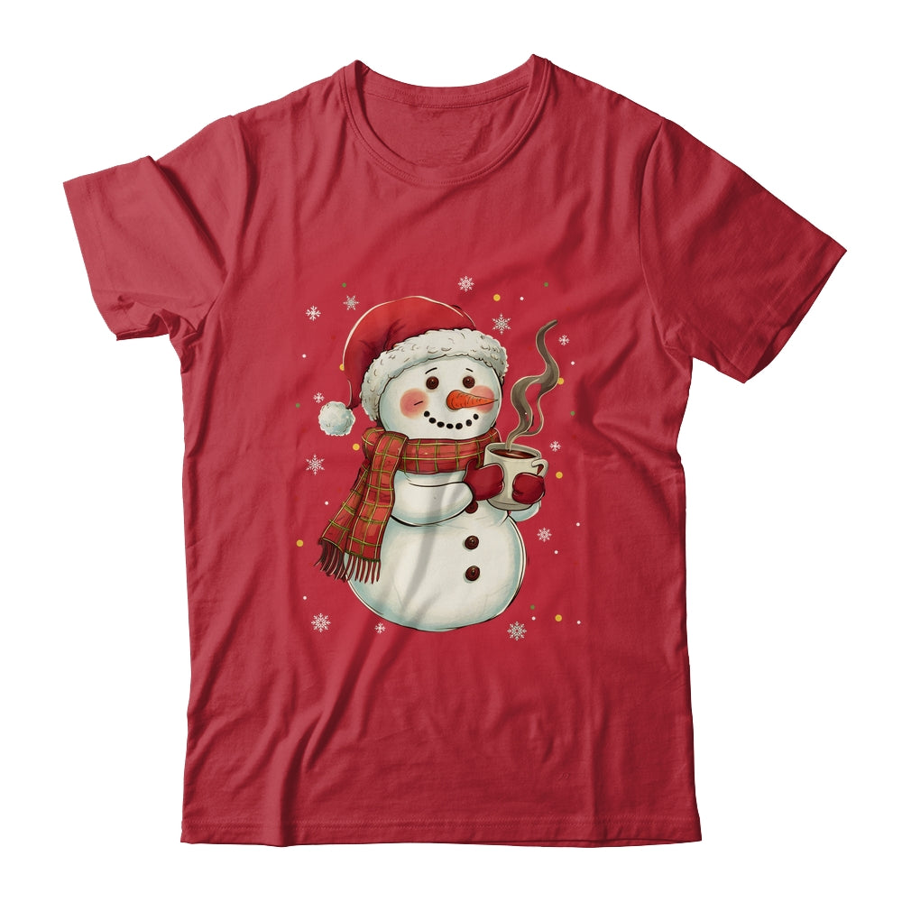 Cute Snowman Drink Coffee Winter Snowflake Snowman Christmas Shirt & Sweatshirt | siriusteestore