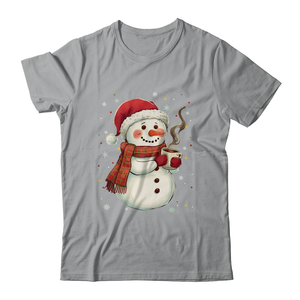 Cute Snowman Drink Coffee Winter Snowflake Snowman Christmas Shirt & Sweatshirt | siriusteestore