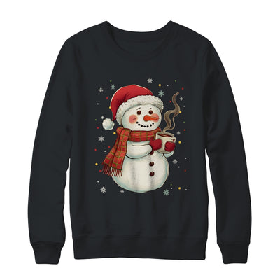 Cute Snowman Drink Coffee Winter Snowflake Snowman Christmas Shirt & Sweatshirt | siriusteestore