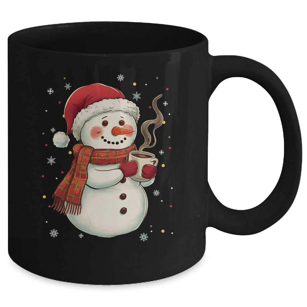 Cute Snowman Drink Coffee Winter Snowflake Snowman Christmas Mug | siriusteestore