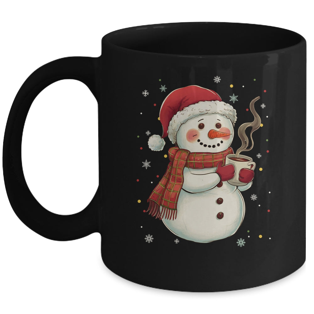 Cute Snowman Drink Coffee Winter Snowflake Snowman Christmas Mug | siriusteestore