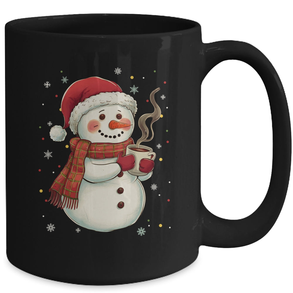 Cute Snowman Drink Coffee Winter Snowflake Snowman Christmas Mug | siriusteestore