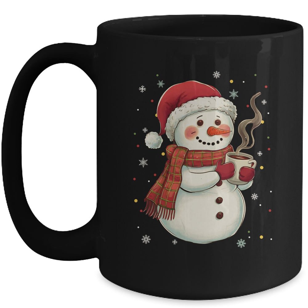 Cute Snowman Drink Coffee Winter Snowflake Snowman Christmas Mug | siriusteestore